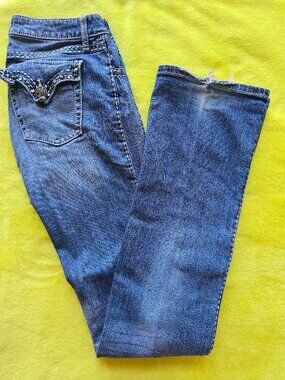 Wrangler Rock 47 Low Rise Bootcut Jeans Mid Wash Stretch size 30/36